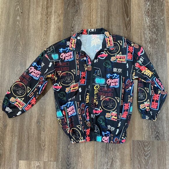 Neon Street Style  wear Lightweight Windbreaker Jacket Tokyo-Inspired Graphics - Picture 1 of 8